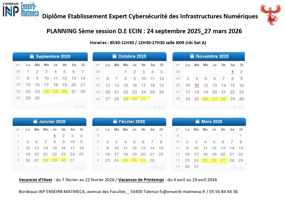 Calendrier DE ECIN 2025-2026